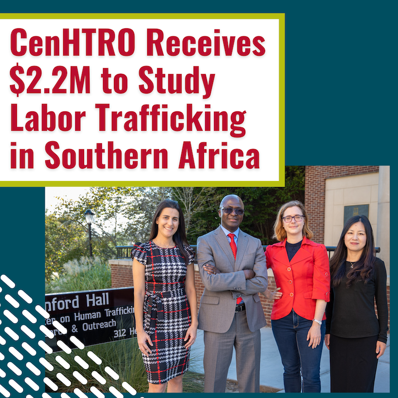 Graphic with professors and information about $2.2M Grant awarded to CenHTRO