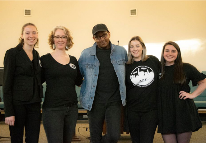 Graduate student organizers of the Athens Social Justice Symposium, left to right: Molly Petner, Johanna Weller-Fahy, Daniel McCrary, Kellye Call and Ada Allair.