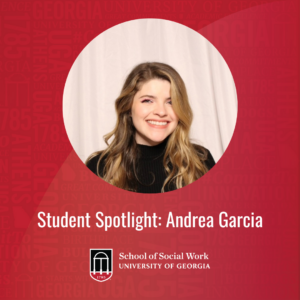 Student spotlight graphic featuring Andrea Garcia headshot