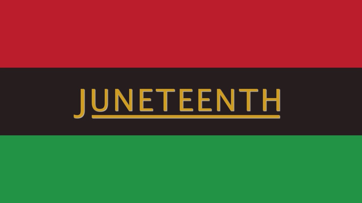 Juneteenth text on red/black/green background